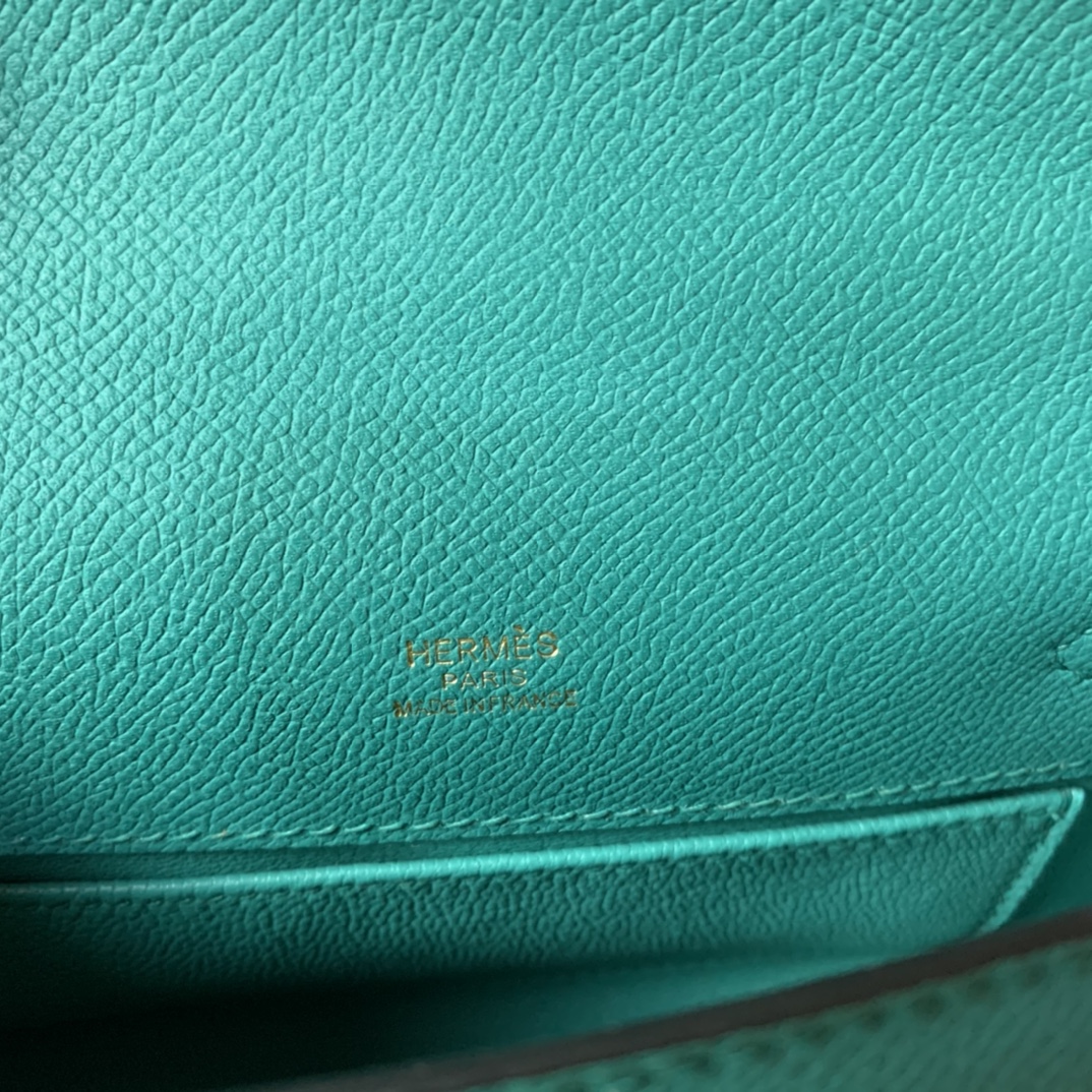 Hermes Mini Kelly Pochette 22cm Bag In Peacock Green Epsom Leather